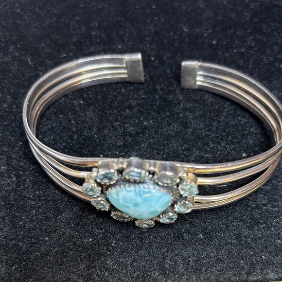 Jewelry - Larimar and blue topaz Sterling silver cuff